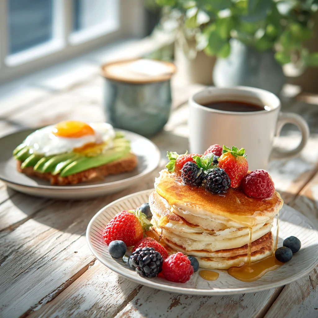 u6371119645 a cozy breakfast scene with golden pancakes stack ec0c94c9 178e 4e12 94b2 7d55e292f971 1